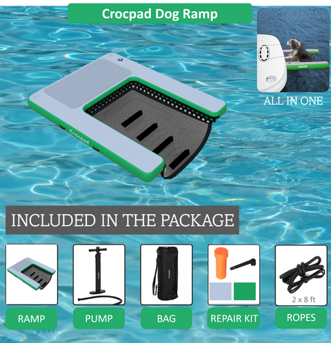 CROCPAD INFLATABLE DOG RAMP FOR BOATS, POOLS AND DOCKS